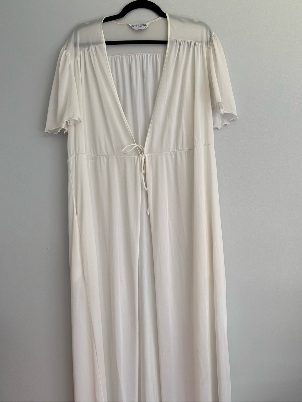 Vintage White Maxi Robe with Tie Front